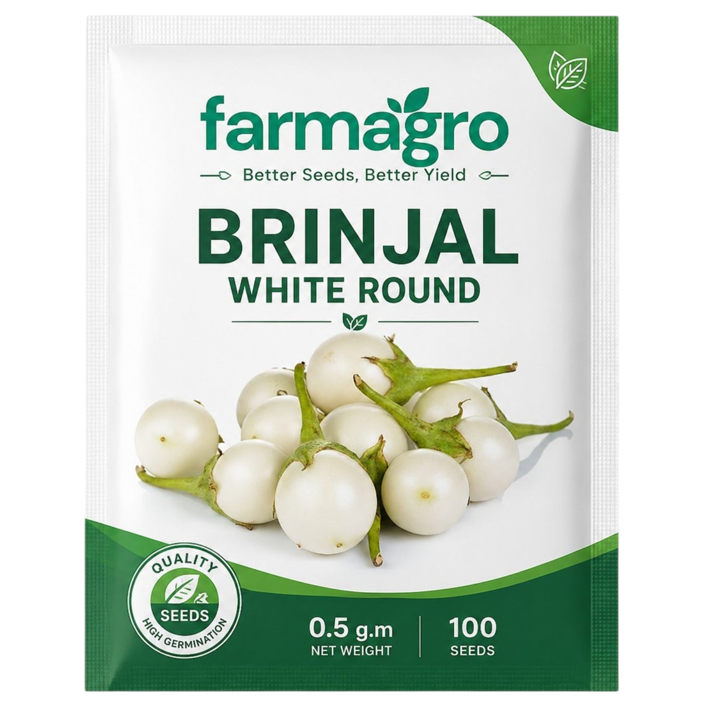 Brinjal White Round (Pack of 100 Seeds)